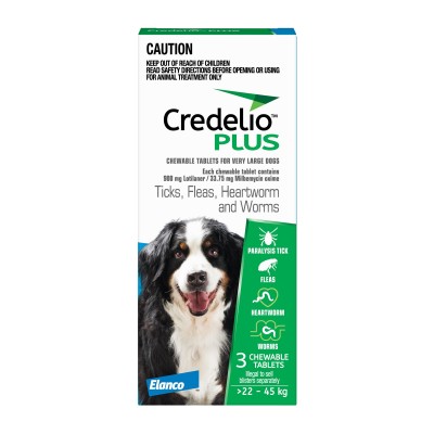 Credelio Plus Chewable Tablets for Dogs 22-45kg 6pk