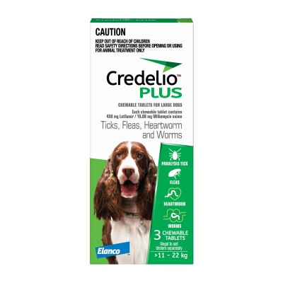 Credelio Plus Chewable Tablets for Dogs 11-22kg 3pk