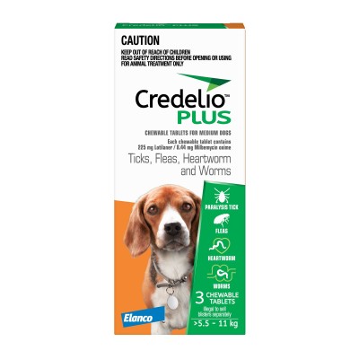 Credelio Plus Chewable Tablets for Dogs 5.5-11kg 6pk
