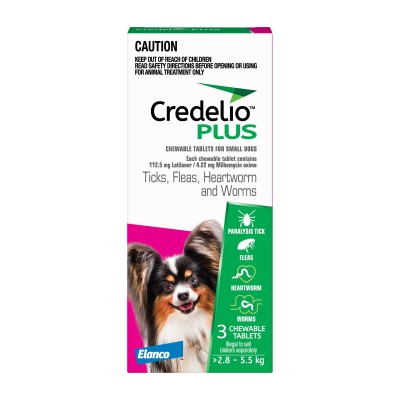 Credelio Plus Chewable Tablets for Dogs 2.8-5.5kg 6pk