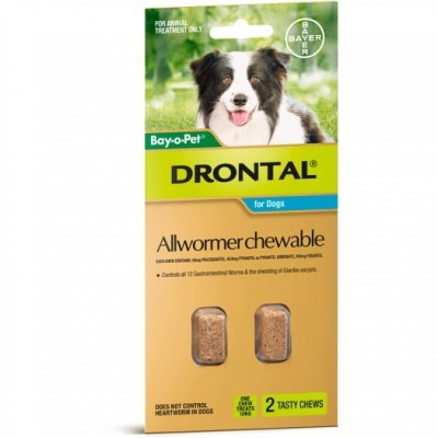 Drontal Allwormer Medium Dogs 3-10kg Chews 2pk