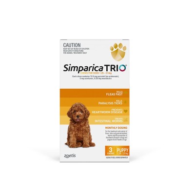 Simparica Trio Chews for Dogs Puppy 1.3-2.5kg 3pk