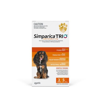 Simparica Trio Chews for Dogs Small 5.1-10kg 6pk