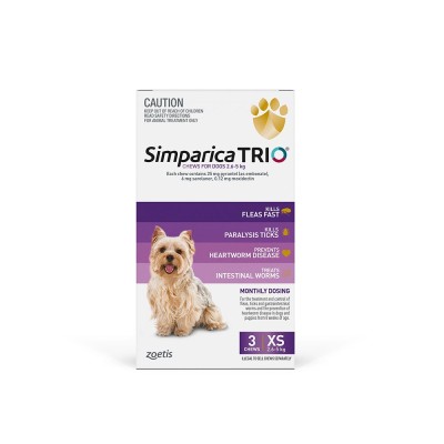 Simparica Trio Chews for Dogs XS 2.6-5kg 3pk