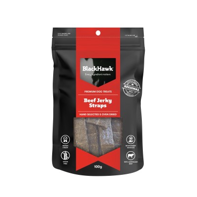 Black Hawk Dog Treat Beef Jerky Straps 100g