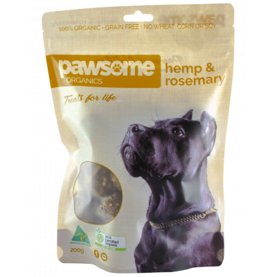 Pawsome Organics Dog Treat Hemp Rosemary 200g