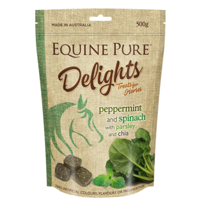 Equine Pure Delights Horse Treat Peppermint Spinach Parsley 500g