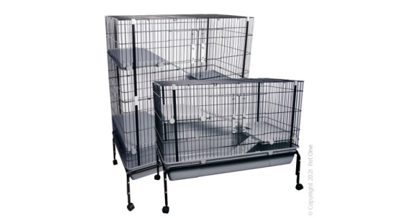 Pet One Small Animal Cage with Stand Black Grey 82cm