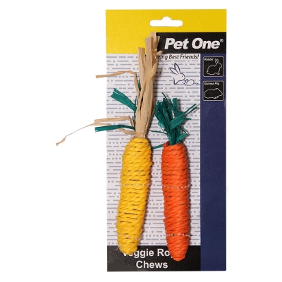 Pet One Veggie Rope Chews Small Animal Carrot & Corn 2pk