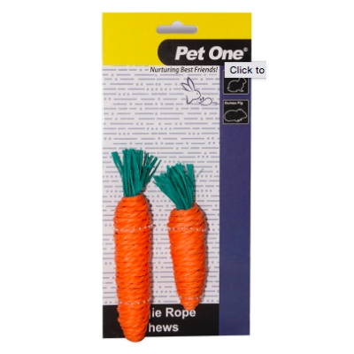 Pet One Veggie Rope Chews Small Animal Carrot 2pk