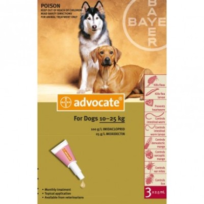 Advocate for Dogs 10-25kg 3pk